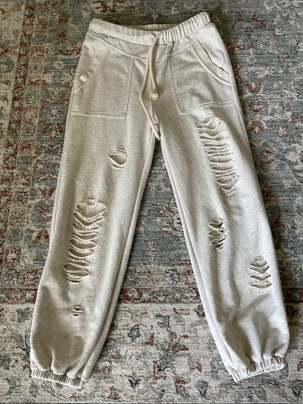 POL Distressed Drawstring Joggers - Light Gray